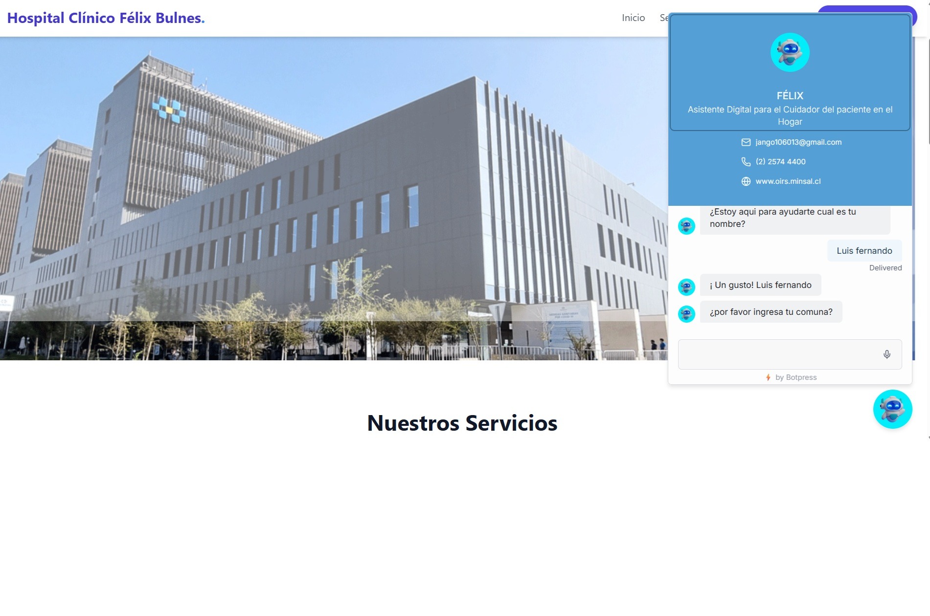 Inicio chatbot